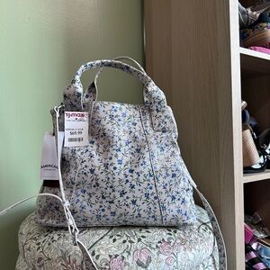 American Leather Floral White and Blue Women's Bag
